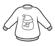 Coloriage et dessins gratuit Pull de noel tricot&eacute; avec la tete de bonhomme de neige à imprimer
