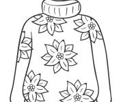 Coloriage Pull de No&euml;l tricot&eacute; en fleur