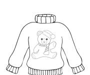 Coloriage et dessins gratuit Pull en laine de noel avec un ours en peluche à imprimer