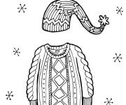 Coloriage et dessins gratuit Pull et bonnet de noel &agrave; motif à imprimer