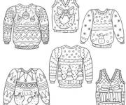 Coloriage Pull et gilet de No&euml;l