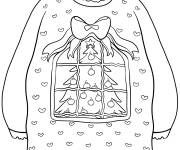 Coloriage Pull tricot&eacute; avec sapin de No&euml;l