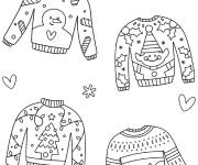 Coloriage Pulls adorablement tricot&eacute;s pour No&euml;l