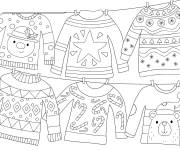 Coloriage Pulls de noel suspendus