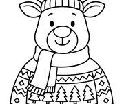 Coloriage Renne en guirlande de noel