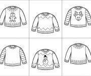 Coloriage et dessins gratuit Vari&eacute;t&eacute; de pulls de noel à imprimer