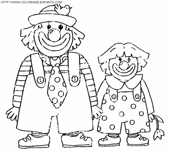 Coloriage Clowns comiques dessin gratuit à imprimer