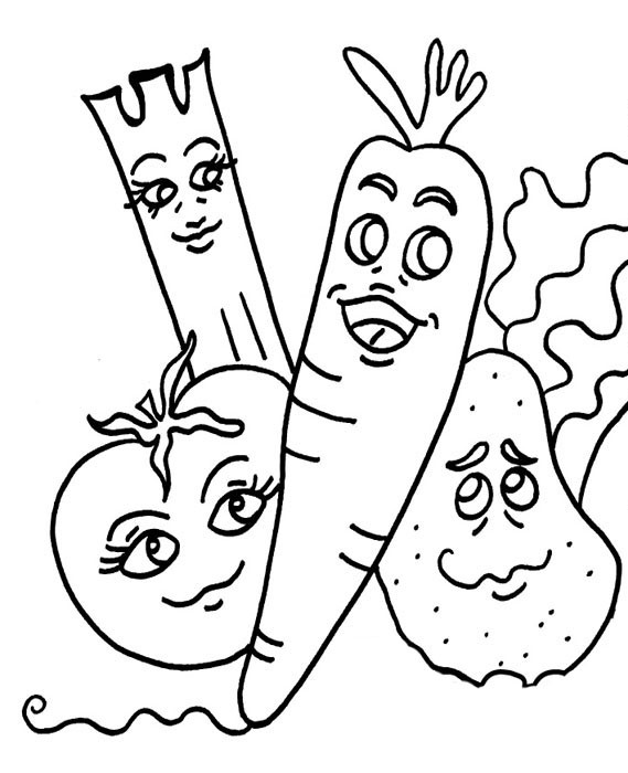 Coloriage Les Légumes drôle dessin gratuit à imprimer