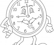 Coloriage Montre avec visage rigolo