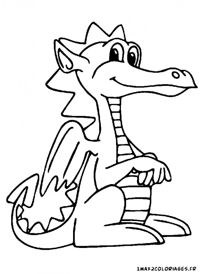 Coloriage et dessins gratuits Petit Dragon qui sourit à imprimer