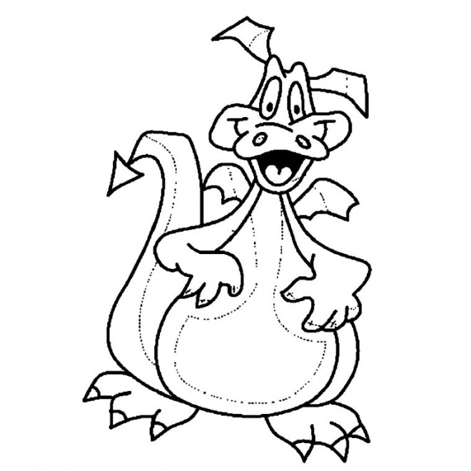 Coloriage Un Dragon souriant drôle dessin gratuit à imprimer
