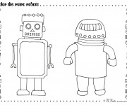Coloriage Deux Robots simple à colorier