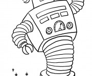 Coloriage Robot dans l'univers &agrave; colorier