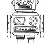 Coloriage Robot en noir et blanc
