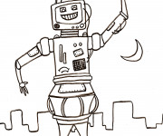 Coloriage Robot en Ville au crayon