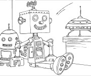 Coloriage Robots et Vaisseau Spatial