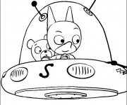Coloriage Samsam d&eacute;couvre L'univers