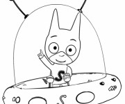 Coloriage Samsam sur son vaisseau spatial