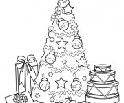 Coloriage Ange sur Sapin de No&euml;l