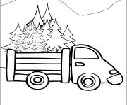 Coloriage Camion transporte trop de sapin