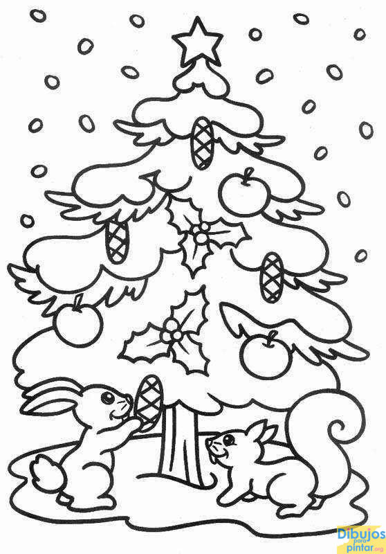 Coloriage et dessins gratuits Les Animaux décorent le Sapin de Noël à imprimer