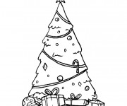 Coloriage No&euml;l et Arbre Sapin