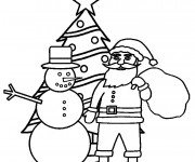 Coloriage Père Noël et Le Sapin