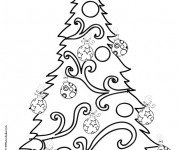 Coloriage et dessins gratuit Sapin de Noël décoré à imprimer