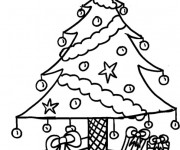 Coloriage Sapin et Cadeaux de Noël