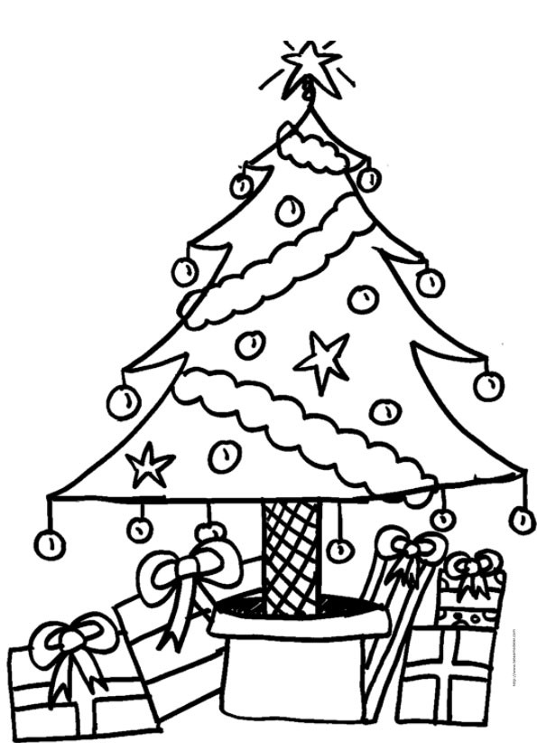 Coloriage Sapin Et Cadeaux De Noël Dessin Gratuit à Imprimer