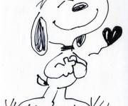 Coloriage Snoopy amoureux au crayon