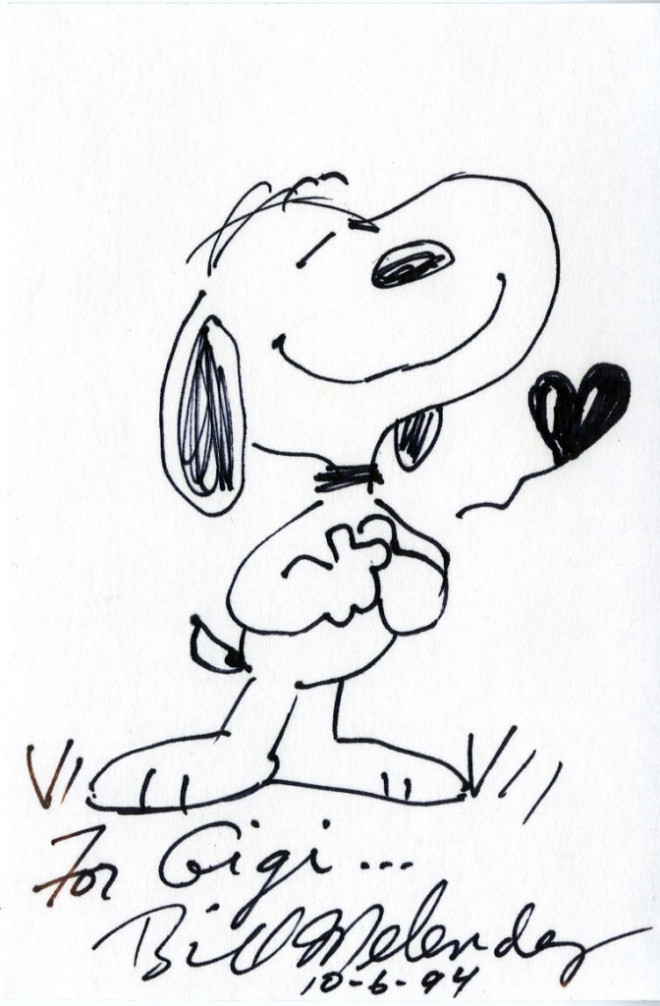 Coloriage et dessins gratuits Snoopy amoureux au crayon à imprimer