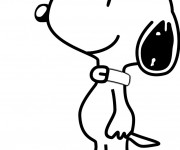 Coloriage Snoopy avec le sourire sur le visage