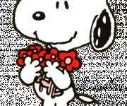 Coloriage Snoopy collecte des Fleurs