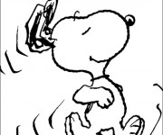 Coloriage Snoopy en marche &agrave; d&eacute;couper