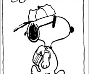 Coloriage et dessins gratuit Snoopy en route pour L'école à imprimer
