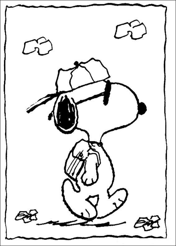 Coloriage et dessins gratuits Snoopy en route pour L'école à imprimer