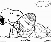 Coloriage Snoopy en train de jouer en plein air