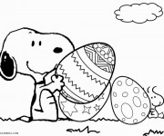 Coloriage Snoopy en train de jouer en plein air