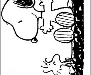 Coloriage Snoopy et Woodstock Cartoon