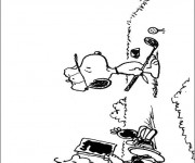 Coloriage Snoopy s'amuse avec Charlie