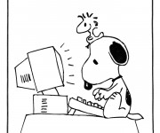 Coloriage Snoopy sur L'ordinateur