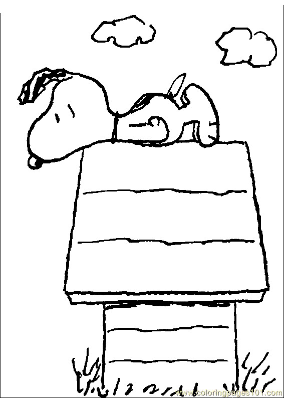 Coloriage et dessins gratuits Snoopy sur sa maison à imprimer