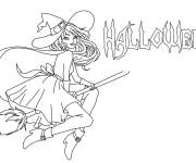 Coloriage et dessins gratuit Belle sorcière d'Halloween à imprimer