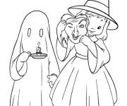 Coloriage et dessins gratuit Fille qui porte le masque de la sorcière à imprimer