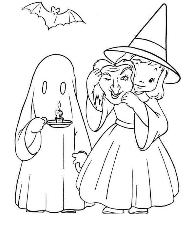 Coloriage et dessins gratuits Fille qui porte le masque de la sorcière à imprimer