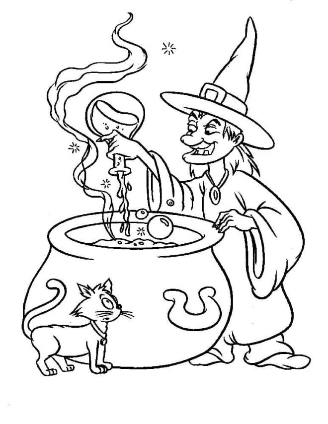Coloriage et dessins gratuits Sorcière prépare la potion magique à imprimer