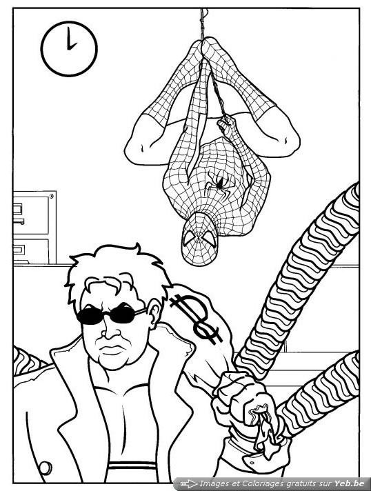 Coloriage et dessins gratuits Scène de Spiderman et Docteur Octopus à imprimer
