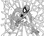 Coloriage Spiderman accroupi