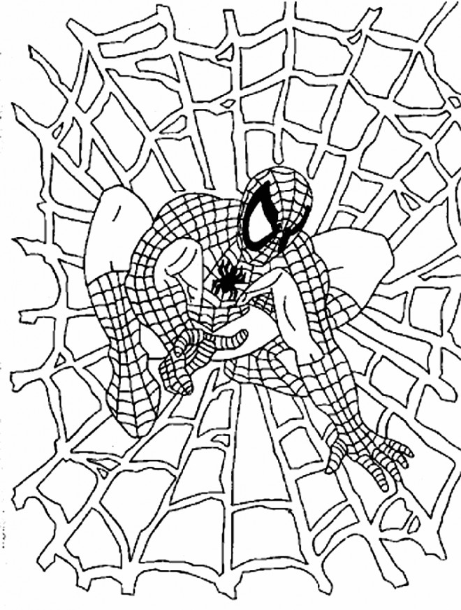 Coloriage et dessins gratuits Spiderman accroupi à imprimer